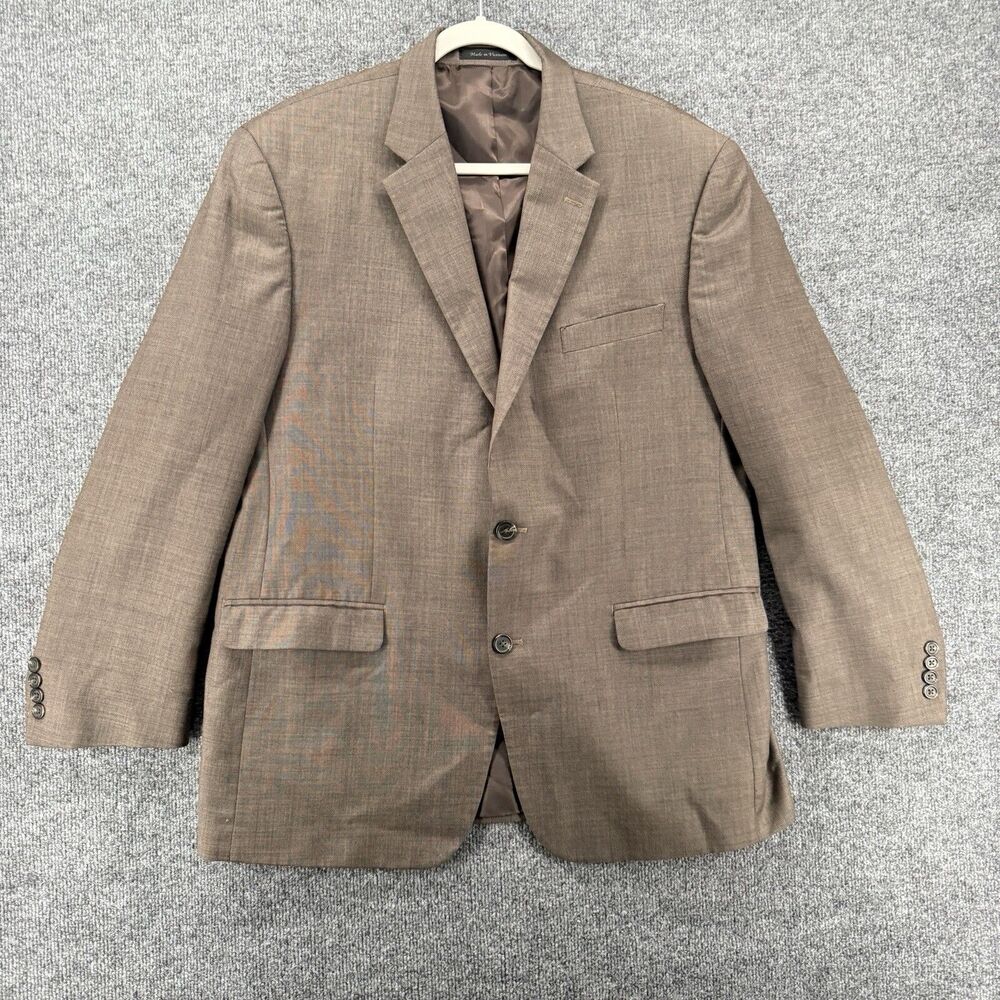 Chaps Blazer Jacket Mens 44R Brown Wool‎ Two Button Sport Coat Preppy Office